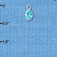 C2637 - CZ Oval Pendant - Aqua - 4x6mm - Silver Charm